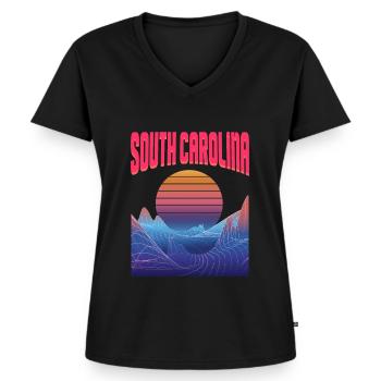 South Carolina - Frauen Premium Bio T-Shirt mit V-Ausschnitt - Schwarz - Vorne - AI Model Female 172 light (172cm)