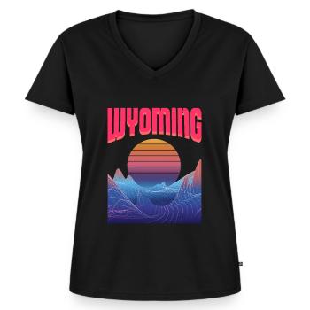 Wyoming - Frauen Premium Bio T-Shirt mit V-Ausschnitt - Schwarz - Vorne - AI Model Female 172 light (172cm)