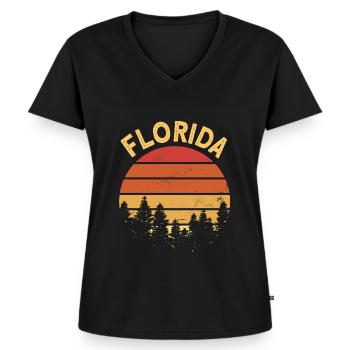 florida - Frauen Premium Bio T-Shirt mit V-Ausschnitt - Schwarz - Vorne - AI Model Female 172 light (172cm)