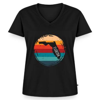 florida - Frauen Premium Bio T-Shirt mit V-Ausschnitt - Schwarz - Vorne - AI Model Female 172 light (172cm)