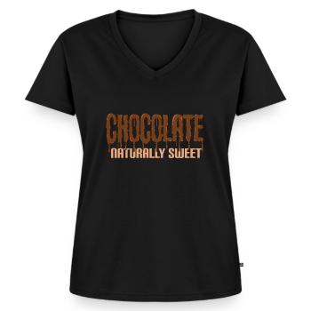 Schokolade - Frauen Premium Bio T-Shirt mit V-Ausschnitt - Schwarz - Vorne - AI Model Female 172 light (172cm)