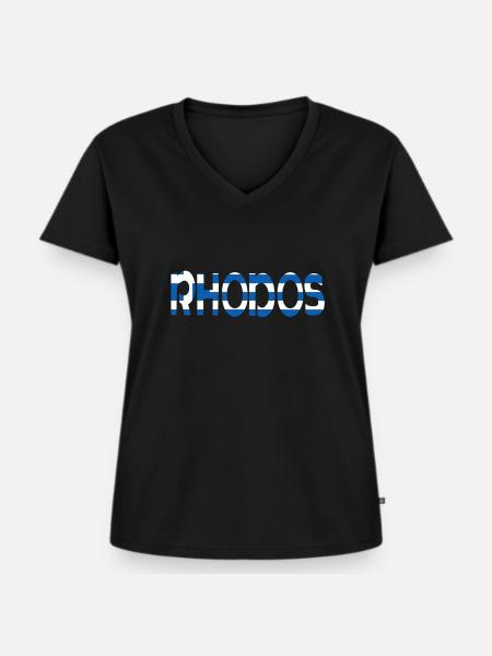 Rhodos - Frauen Premium Bio T-Shirt mit V-Ausschnitt - Schwarz