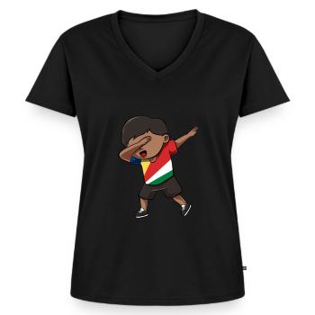 Seychelles - Women's Premium Organic V-neck T-shirt - black - Front - AI Model Female 172 light (172cm)