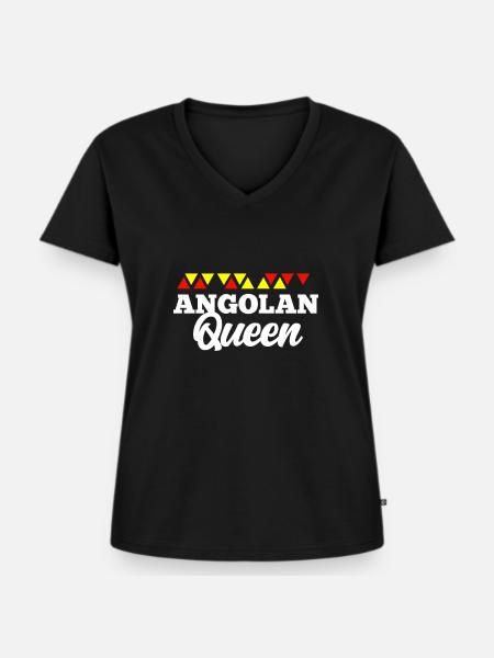 Angola - Frauen Premium Bio T-Shirt mit V-Ausschnitt - Schwarz