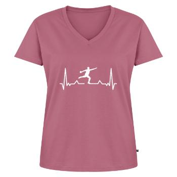Diskuswerfen Diskuswerfer Geschenk - Frauen Premium Bio T-Shirt mit V-Ausschnitt - Mauve - Vorne - AI Model Female 172 dark (172cm)