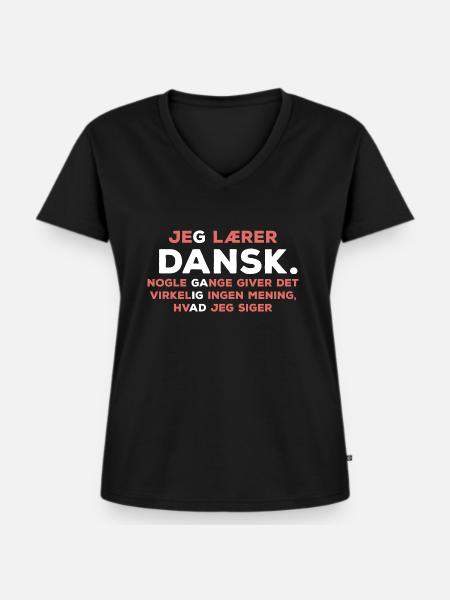 Dänisch lernen - Frauen Premium Bio T-Shirt mit V-Ausschnitt - Schwarz