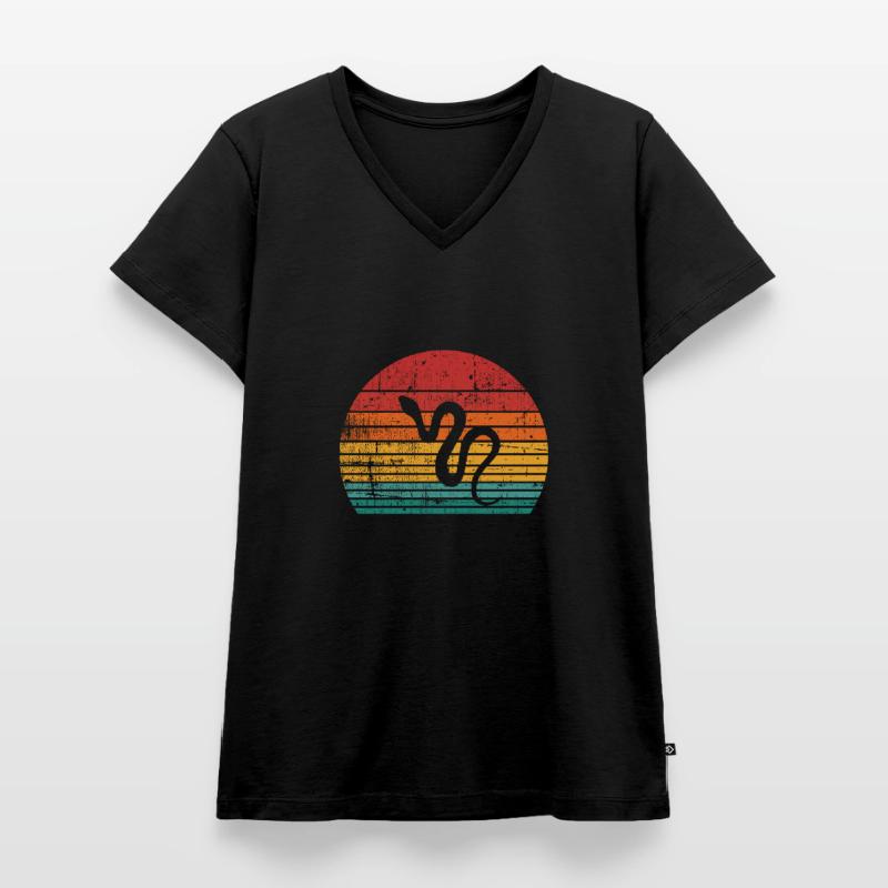 Snake Retro Reptile Python Idée cadeau T-shirt encolure en V Premium bio Femme