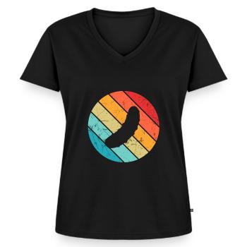 Gurke Gewürzgurke Kukumer Kreis Retro Geschenk - Frauen Premium Bio T-Shirt mit V-Ausschnitt - Schwarz - Vorne - AI Model Female 172 light (172cm)