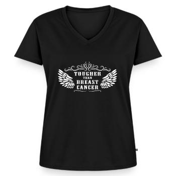 Brustkrebs - Frauen Premium Bio T-Shirt mit V-Ausschnitt - Schwarz - Vorne - AI Model Female 172 light (172cm)