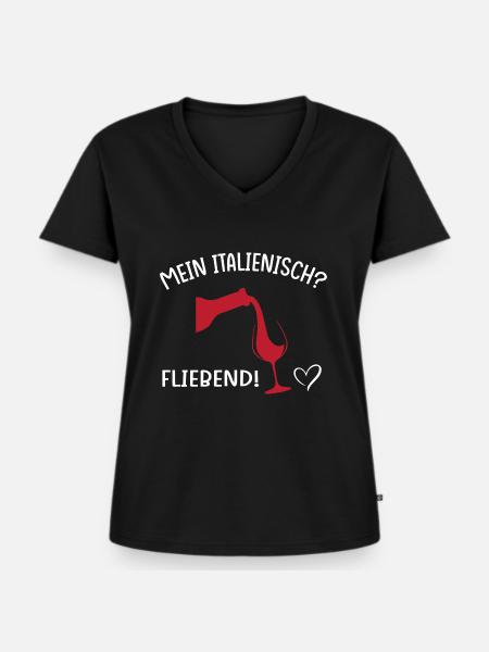 Mein Italienisch? Fließend! - Frauen Premium Bio T-Shirt mit V-Ausschnitt - Schwarz