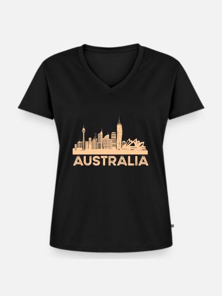 Australien - Frauen Premium Bio T-Shirt mit V-Ausschnitt - Schwarz