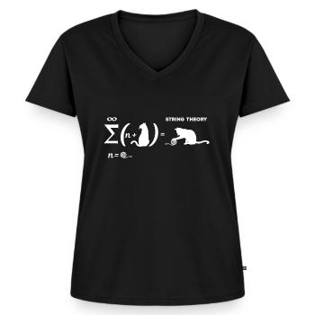 Schrödingers Stringtheorie - Frauen Premium Bio T-Shirt mit V-Ausschnitt - Schwarz - Vorne - AI Model Female 172 light (172cm)