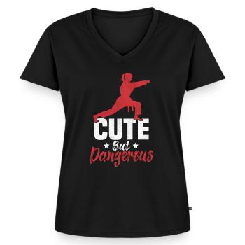 Karaté Girl Combat Sport Femmes Cadeau - T-shirt encolure en V Premium bio Femme - noir - Devant - AI Model Female 172 light (172cm)