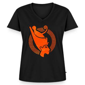 Egypt vacation pyramids sphinx archeology - Women's Premium Organic V-neck T-shirt - black - Front - AI Model Female 172 light (172cm)