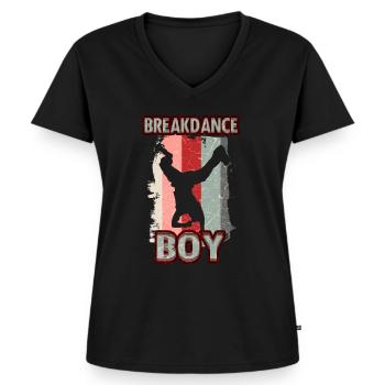 Breakdance Junge Tänzer Breakdancing - Frauen Premium Bio T-Shirt mit V-Ausschnitt - Schwarz - Vorne - AI Model Female 172 light (172cm)