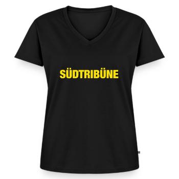 South Stand - Women's Premium Organic V-neck T-shirt - black - Front - AI Model Female 172 light (172cm)