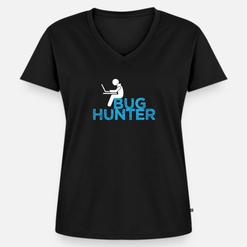 Programmer Bug Code Funny Hacker Developer Gift - Women's Premium Organic V-neck T-shirt - black