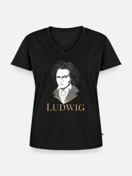 Ludwig van Beethoven - Frauen Premium Bio T-Shirt mit V-Ausschnitt - Schwarz