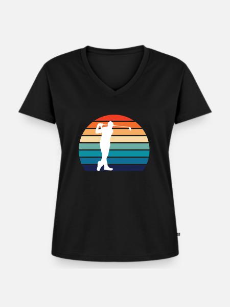 Golf - Frauen Premium Bio T-Shirt mit V-Ausschnitt - Schwarz