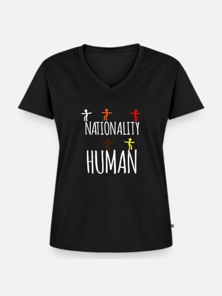 Gegen Rassismus - Frauen Premium Bio T-Shirt mit V-Ausschnitt - Schwarz