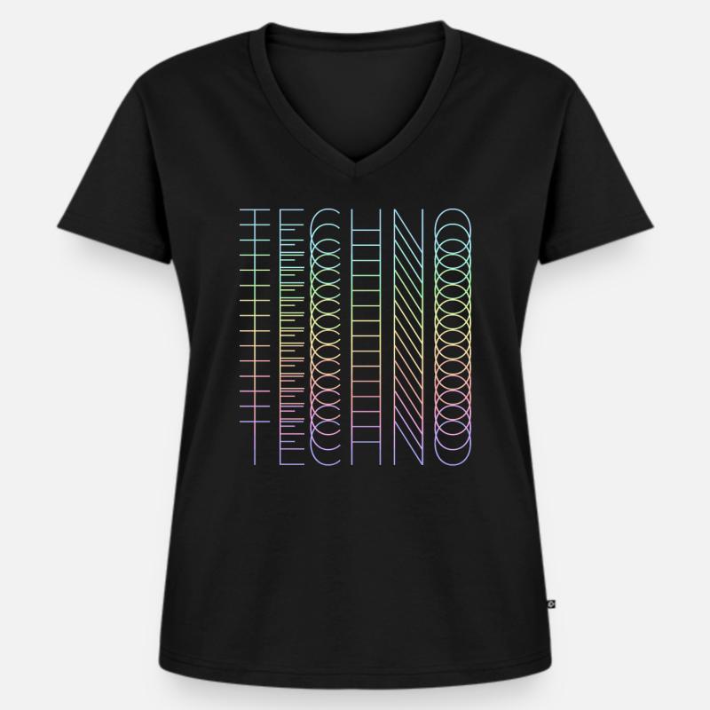 techno techno techno - Frauen Premium Bio T-Shirt mit V-Ausschnitt - Schwarz