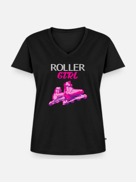 Rollschuhe - Frauen Premium Bio T-Shirt mit V-Ausschnitt - Schwarz