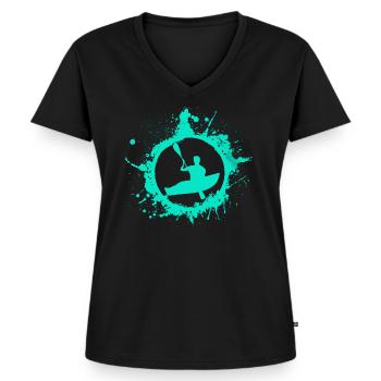 canoë - T-shirt encolure en V Premium bio Femme - noir - Devant - AI Model Female 172 light (172cm)