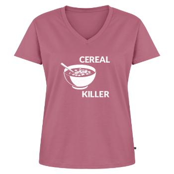 Cereal Killer Frühstück Milch Geschenk - Frauen Premium Bio T-Shirt mit V-Ausschnitt - Mauve - Vorne - AI Model Female 172 dark (172cm)