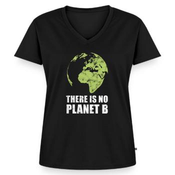Klimaschutz Umweltverschmutzung - Frauen Premium Bio T-Shirt mit V-Ausschnitt - Schwarz - Vorne - AI Model Female 172 light (172cm)