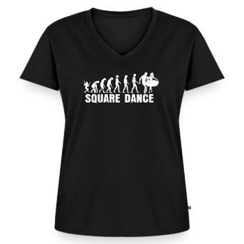 Square Dance Evolution - Frauen Premium Bio T-Shirt mit V-Ausschnitt - Schwarz - Vorne - AI Model Female 172 light (172cm)
