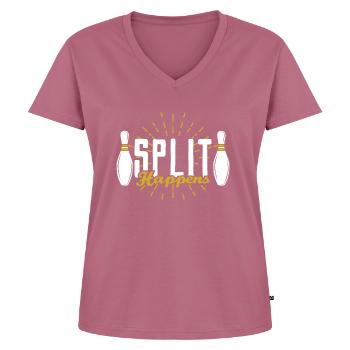 Bowling dire - T-shirt encolure en V Premium bio Femme - mauve - Devant - AI Model Female 172 dark (172cm)