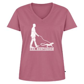 EXE ausführen - Frauen Premium Bio T-Shirt mit V-Ausschnitt - Mauve - Vorne - AI Model Female 172 dark (172cm)