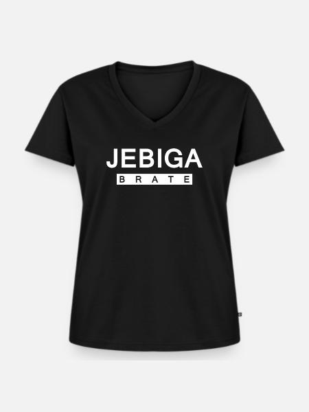 Jebiga Brate Jugo Balkan - Frauen Premium Bio T-Shirt mit V-Ausschnitt - Schwarz