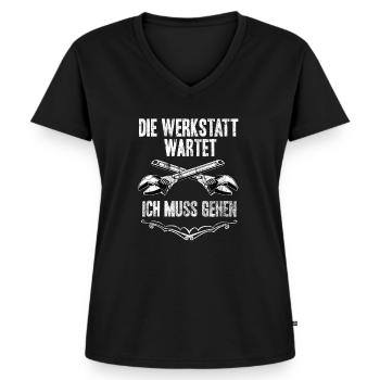 KFZ Mechaniker - Frauen Premium Bio T-Shirt mit V-Ausschnitt - Schwarz - Vorne - AI Model Female 172 light (172cm)