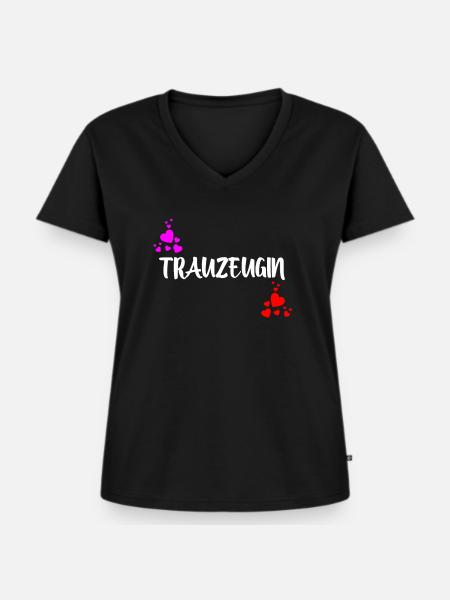 Trauzeugin - Frauen Premium Bio T-Shirt mit V-Ausschnitt - Schwarz