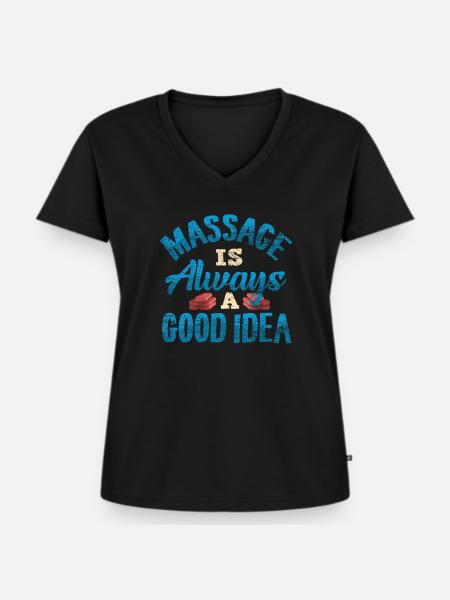 Massage - Frauen Premium Bio T-Shirt mit V-Ausschnitt - Schwarz