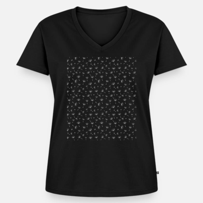 Pusteblumen Samen Pusteblume Löwenzahn Blume Same - Frauen Premium Bio T-Shirt mit V-Ausschnitt - Schwarz
