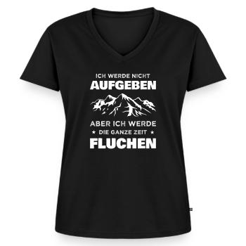 Lustiger Wander Spruch Ich werde nicht aufgeben - Frauen Premium Bio T-Shirt mit V-Ausschnitt - Schwarz - Vorne - AI Model Female 172 light (172cm)