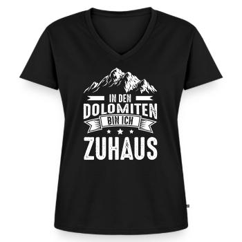 Wandern Berge Berg Dolomiten Sprüche Geschenk - Frauen Premium Bio T-Shirt mit V-Ausschnitt - Schwarz - Vorne - AI Model Female 172 light (172cm)