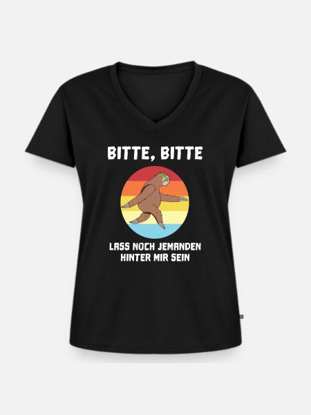 Marathon Laufen Faultier - Frauen Premium Bio T-Shirt mit V-Ausschnitt - Schwarz