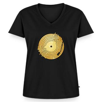 Vinyl Record - Women's Premium Organic V-neck T-shirt - black - Front - AI Model Female 172 light (172cm)