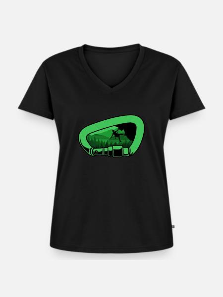 Klettern Bergsport Kletterer - Frauen Premium Bio T-Shirt mit V-Ausschnitt - Schwarz