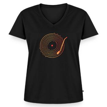 Vinyl Schallplatte - Frauen Premium Bio T-Shirt mit V-Ausschnitt - Schwarz - Vorne - AI Model Female 172 light (172cm)