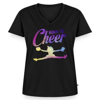 Cheerleader, né pour encourager, - T-shirt encolure en V Premium bio Femme - noir - Devant - AI Model Female 172 light (172cm)