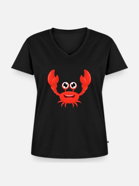 Krabbe - Frauen Premium Bio T-Shirt mit V-Ausschnitt - Schwarz