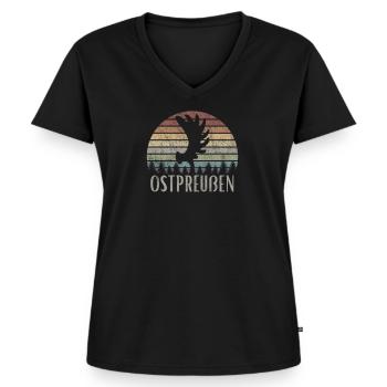 Ostpreußen Elchschaufel - Frauen Premium Bio T-Shirt mit V-Ausschnitt - Schwarz - Vorne - AI Model Female 172 light (172cm)