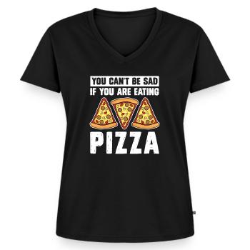 Pizza Pizzeria Pizzabäcker - Frauen Premium Bio T-Shirt mit V-Ausschnitt - Schwarz - Vorne - AI Model Female 172 light (172cm)