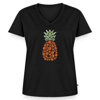 Pineapple Hawaii Aloha Basketball Basketball Player - Women's Premium Organic V-neck T-shirt - black - Front - AI Model Female 172 light (172cm)