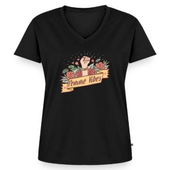 Féminisme Féministe Féministe - T-shirt encolure en V Premium bio Femme - noir - Devant - AI Model Female 172 light (172cm)