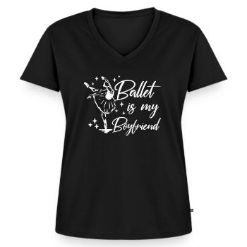 Danseuse de ballet ballerine - T-shirt encolure en V Premium bio Femme - noir - Devant - AI Model Female 172 light (172cm)